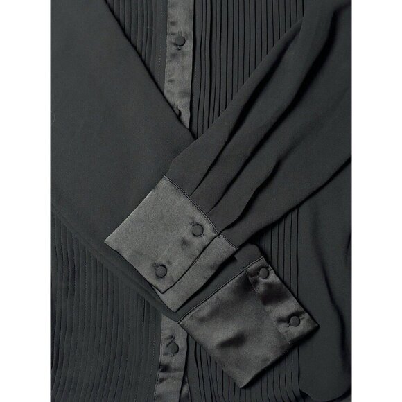 Dynamite Sheer Button Up Blouse Tuxedo Style Black Size XXS - Picture 6 of 11